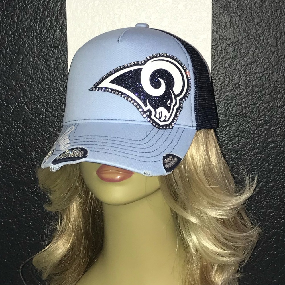 💙💛 RAMS rhinestone glitter bling trucker hat cap NWT! ✨